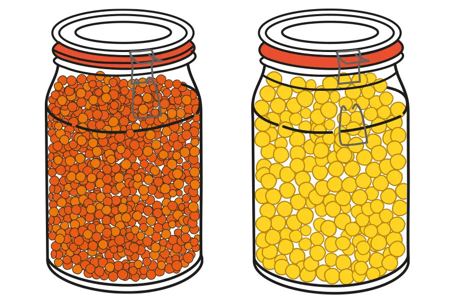 An illustration of two filled containers