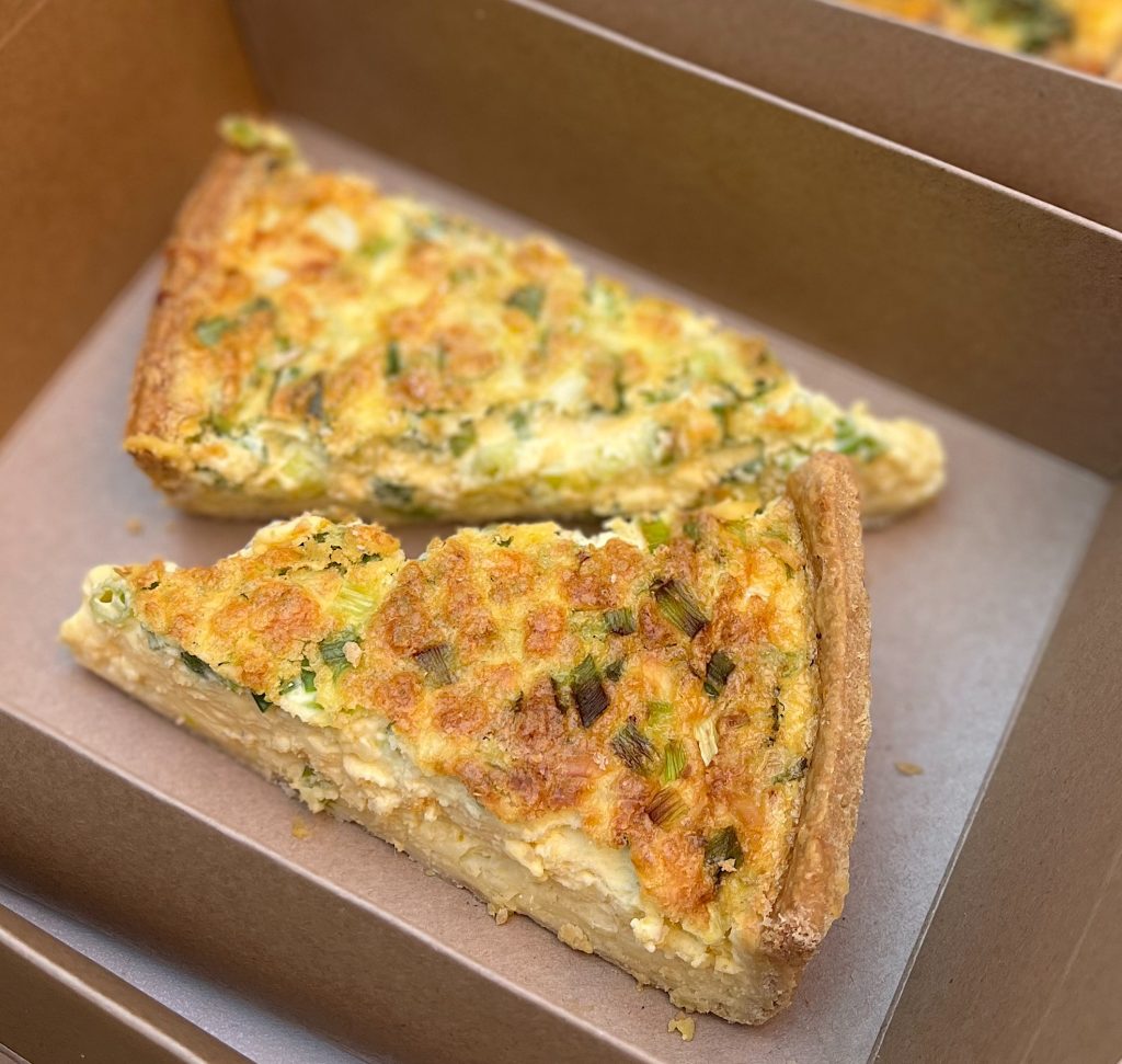 Vegetarian spring onion quiche