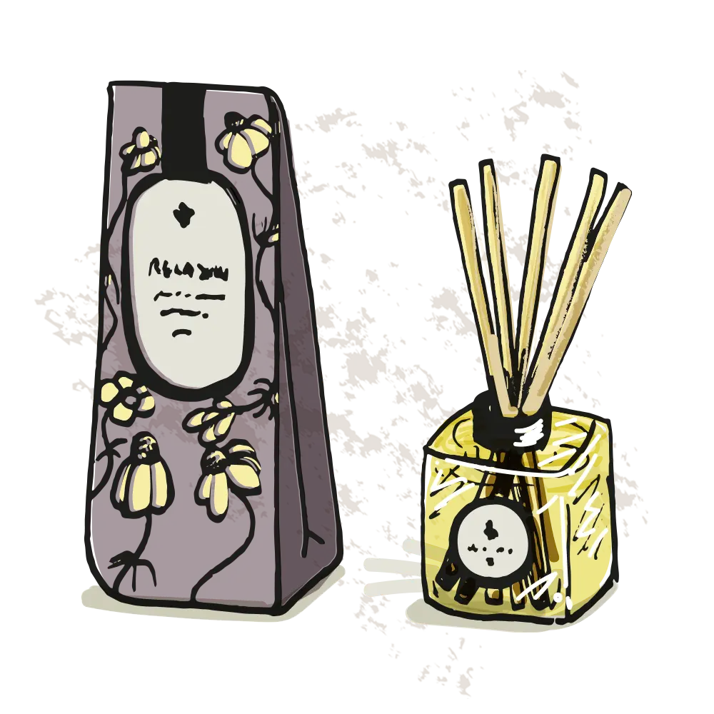 An illustration of reed diffusers